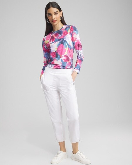 Shop Chico's Upf Sun Protection Knit Floral Tee In Magenta Rose Size 12/14 |  Zenergy Activewear
