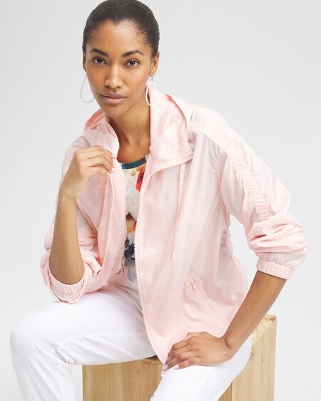 Shop Chico's Shirred Sleeve Jacket In Pink Size Large |  Zenergy In Porcelain Rose