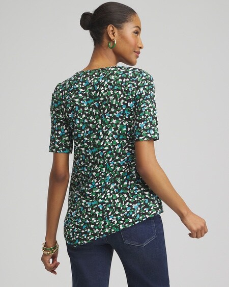 Shop Chico's Dots Asymmetrical Elbow Sleeve Tee In Verdant Green Size 20/22 |