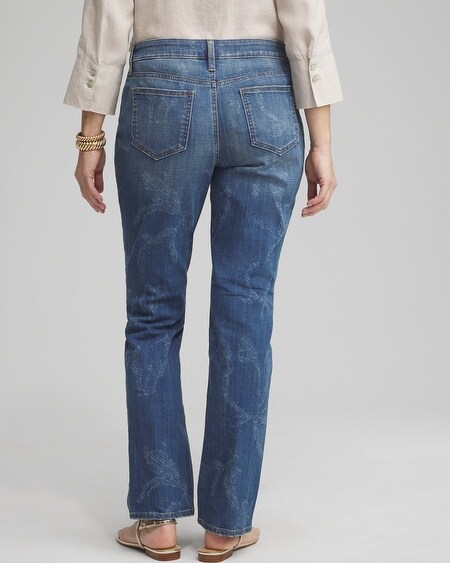 Shop Chico's Girlfriend Laser Print Jeans In Medium Wash Indigo Size 0/2 |  In Newberry Indigo