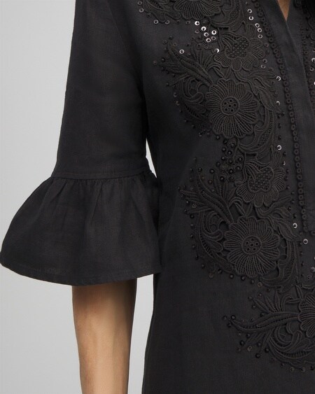 Shop Chico's Linen Lace Applique Dress In Black Size 14 |