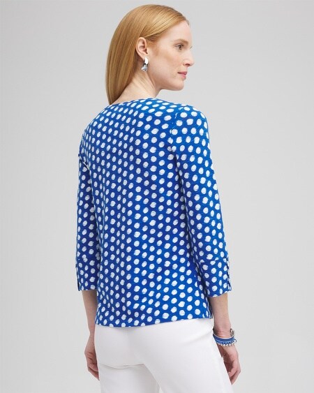Shop Chico's Dot Print 3/4 Sleeve Button Tee In Intense Azure Size 4/6 |