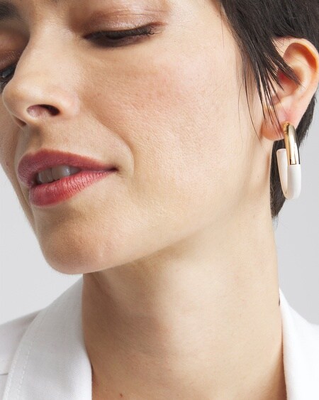 Shop Chico's No Droop White Dipped Hoop Earring |