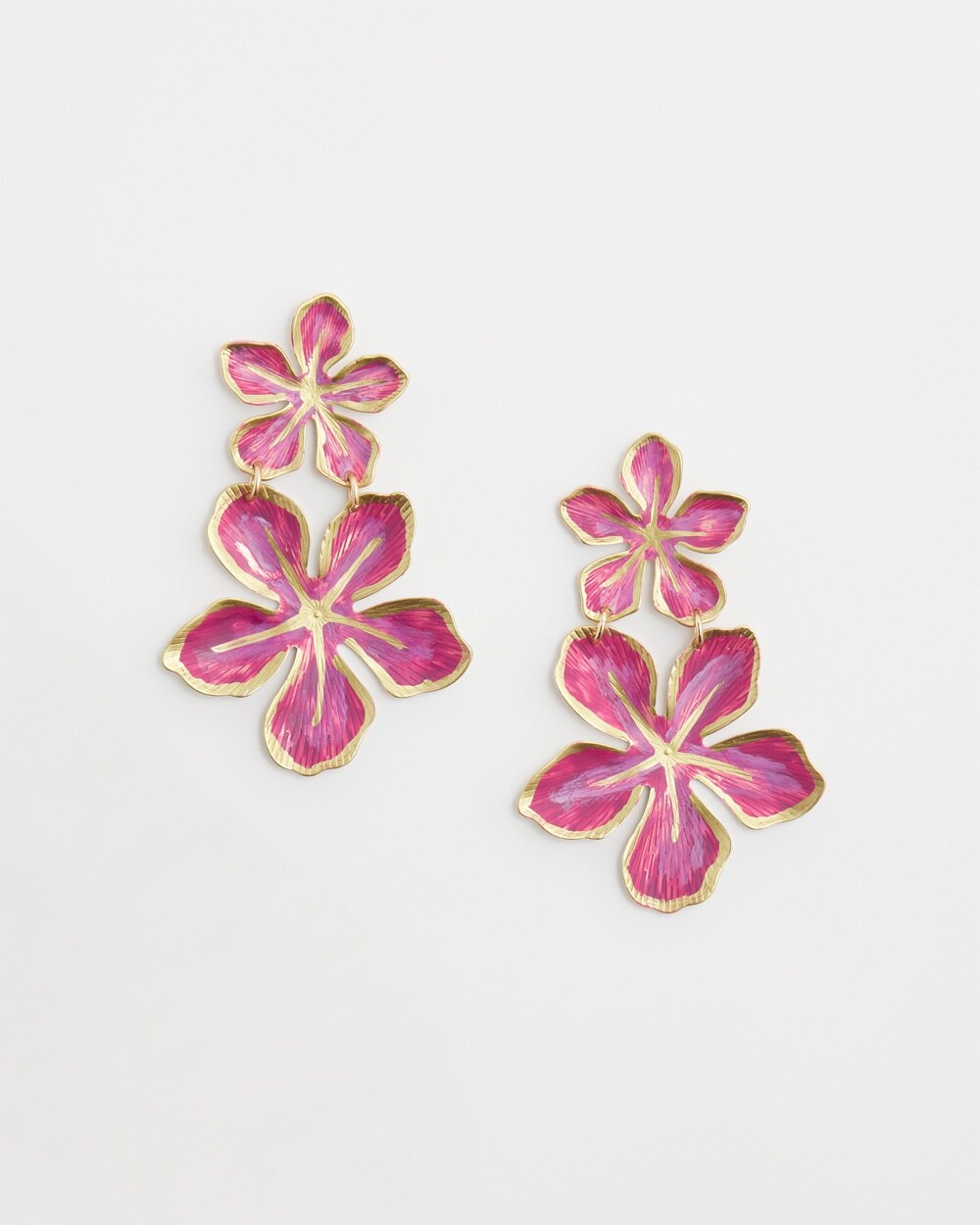 No Droop&#8482; Magenta Flower Earrings