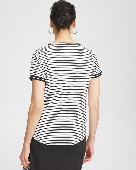 Shop Chico's Upf Sun Protection Knit Stripe Tee In Black Size 4/6 |  Zenergy Activewear