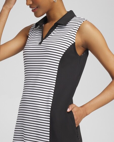 Shop Chico's Upf Sun Protection Knit Block Stripe Dress In Black Size 12/14 |  Zenergy Activewear