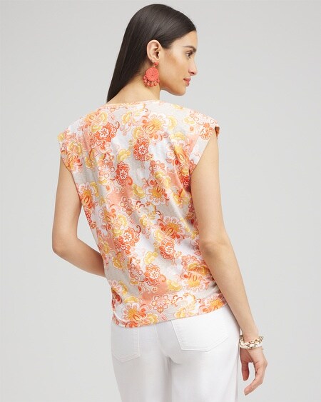 Shop Chico's Floral Knot Front Tee In Light Tan Size 4/6 |