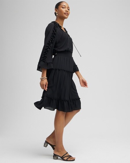 Shop Chico's Ruffle Bell Sleeve Dress In Black Size 10 |