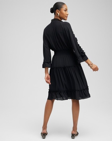 Shop Chico's Ruffle Bell Sleeve Dress In Black Size 6 |