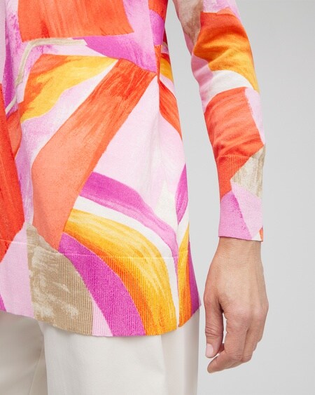 Shop Chico's Summer Romance Abstract Cardigan Sweater In Orange Size 12/14 |  In Nectarine