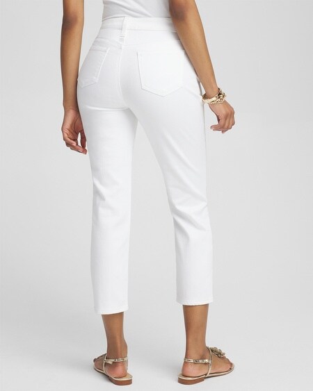 Shop Chico's No Stain Embroidered Girlfriend Cropped Capri Jeans In White Size 0 |