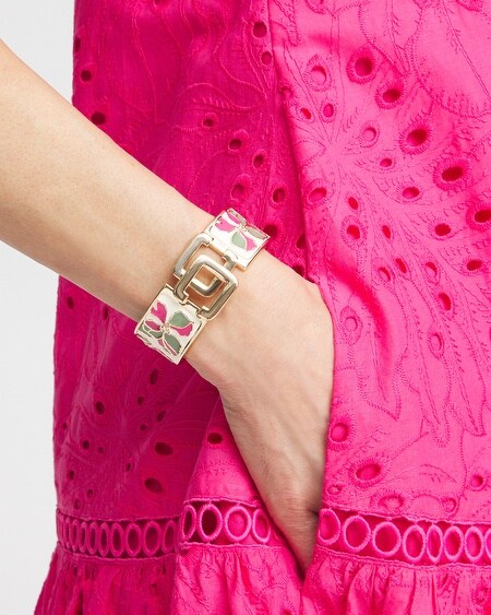 Shop Chico's Click Floral Bracelet Size Small/medium In Multicolor