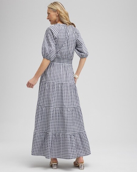 Shop Chico's Poplin Basket Weave Maxi Dress In Navy Blue Size 6 |