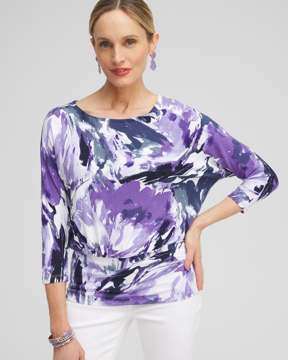 Touch of Cool&#8482; Abstract Banded Hem Top