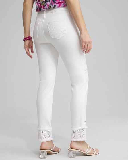 Shop Chico's Girlfriend Double Fray Ankle Jeans In White Size 16p/18p |