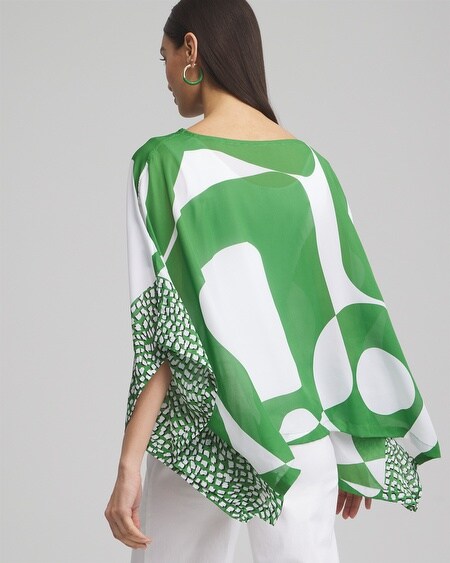Shop Chico's Modern Print Poncho In Green Size Large/xl |