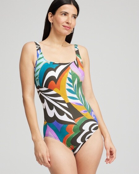 Shop Chico's Gottex Print Square Neck One Piece Swimsuit Size 10 |  In Multicolor