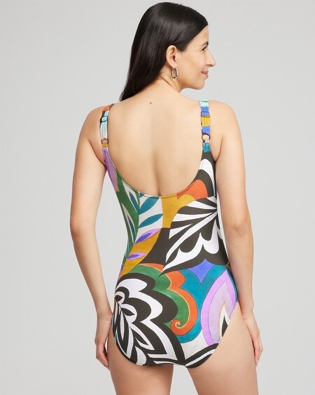 Shop Chico's Gottex Print Square Neck One Piece Swimsuit Size 16 |  In Multicolor