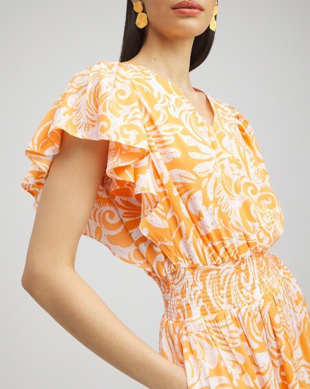 Shop Chico's Flutter Sleeve Tiered Maxi Dress In Orange Size 8 |  In Nectarine