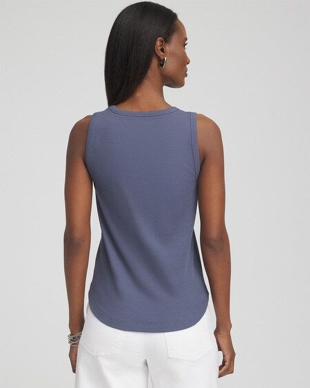 Shop Chico's Ribbed High Neck Tank Top In Spanish Moss Size 0/2 |