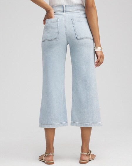 Shop Chico's Wide Leg Cropped Trouser Jeans In Light Wash Denim Size 14 |  In Belleview Indigo