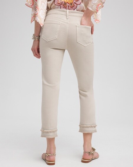 Shop Chico's Girlfriend Embellished Fray Cropped Jeans In Light Tan Size 8 |