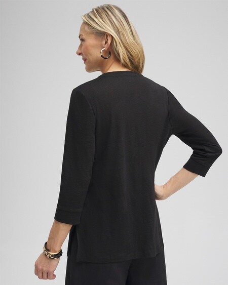 Shop Chico's Linen Embellished Tunic Top In Black Size 16/18 |