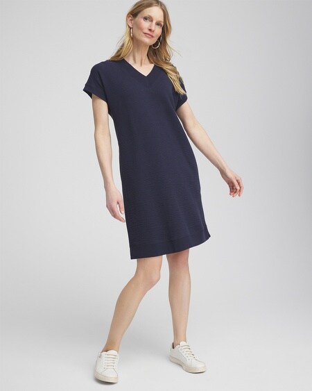 Shop Chico's Gauze Dress In Navy Blue Size 4/6 |  Zenergy