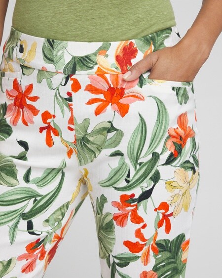 Shop Chico's Brigitte Orchid Print Capri Pants In White Size 6p Petite |