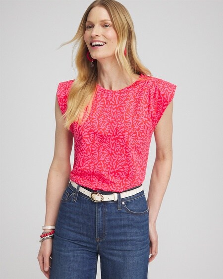 Shop Chico's Island Tuck Sleeve Tee In Watermelon Punch Size 4/6 |