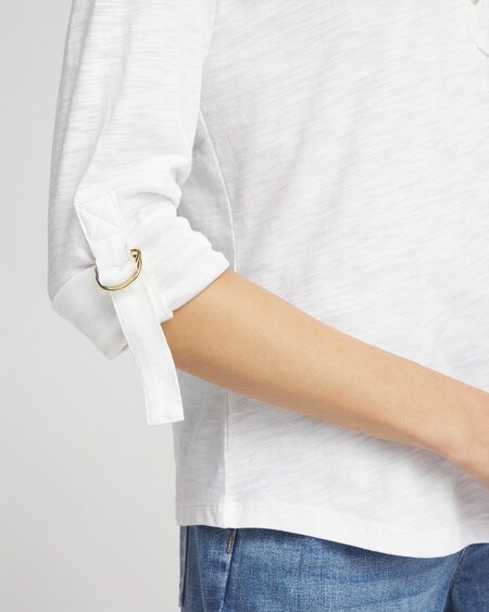 Shop Chico's Ring Detail Henley Top In White Size 20/22 |
