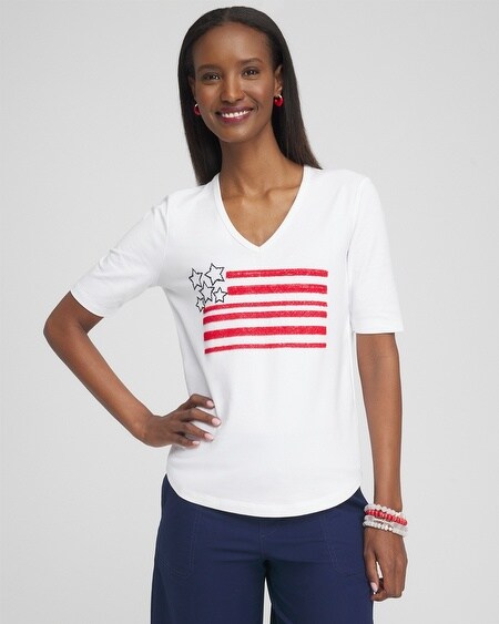 Shop Chico's Embellished Flag Tee In White Size 20/22 |