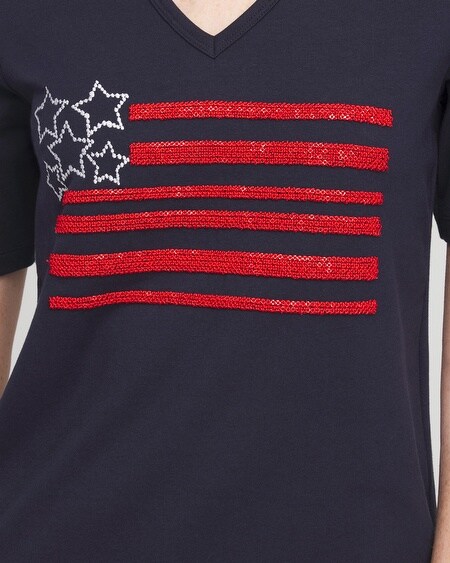 Shop Chico's Embellished Flag Tee In Navy Blue Size Small |