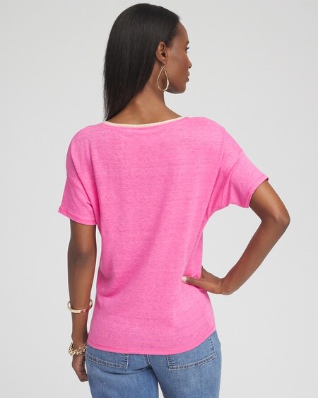 Shop Chico's Sweater Trim Linen Tee In Watermelon Punch Size 20/22 |
