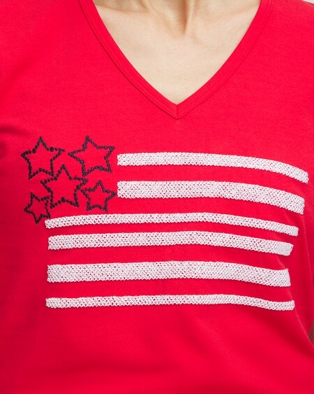 Shop Chico's Embellished Flag Tee In Madeira Red Size 8/10 |