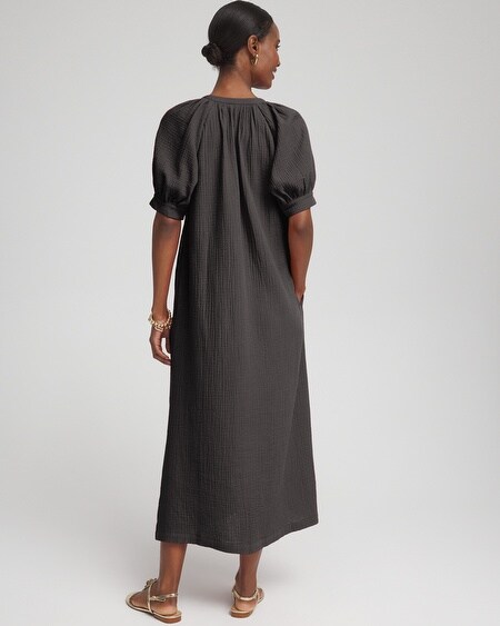 Shop Chico's Gauze Shirt Dress In Black Size 10-m |