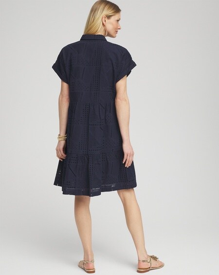 Shop Chico's Poplin Diagonal Button Front Dress In Navy Blue Size 20/22 |