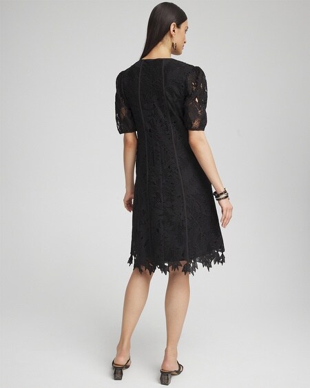 Shop Chico's Lace Leaf Dress In Black Size 20/22 |