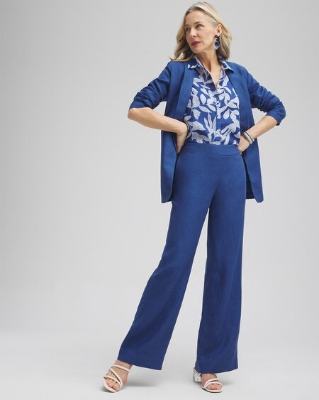 Shop Chico's Linen Trouser Flare Pants In Blue Size 16 |  In Naval Indigo