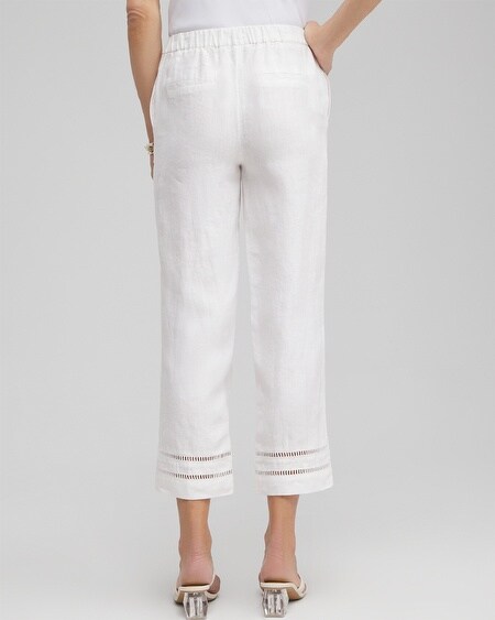 Shop Chico's Linen Ladder Trim Cropped Pants In White Size 14 |