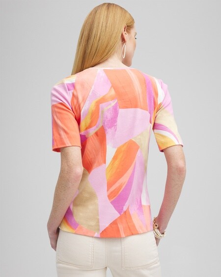 Shop Chico's Abstract Everyday Elbow Sleeve Tee In Orange Size 16/18 |  In Nectarine