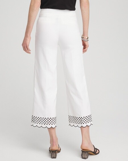 Shop Chico's Brigitte Embroidered Wide Leg Cropped Pants In White Size 16p/18p Petite |