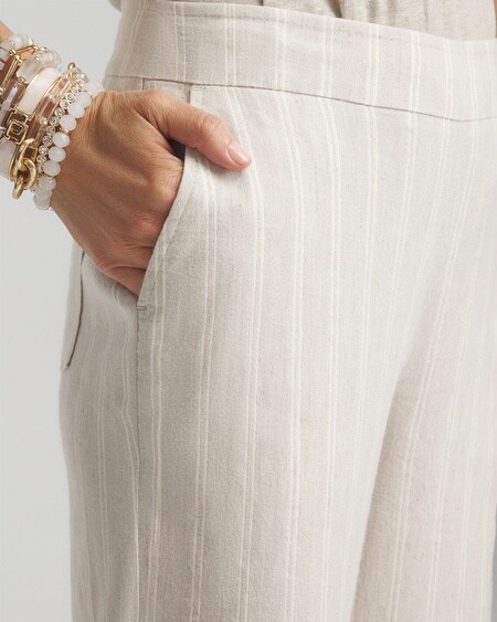 Shop Chico's Linen Blend Stripe Wide Leg Pants In Beige Size 16p/18p Petite |