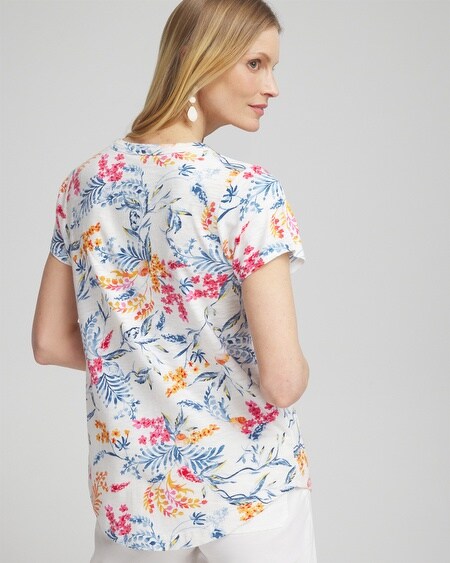 Shop Chico's Floral Cap Sleeve Tee In Summer Crush Size 0/2 |