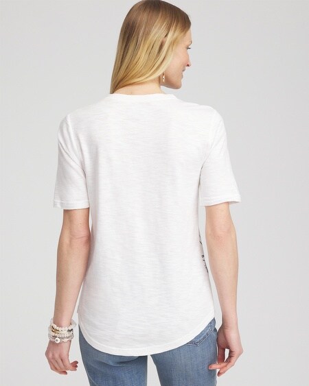 Shop Chico's Floral Notch Neck Tee In White Size Xl |