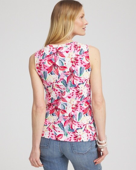 Shop Chico's Floral Button Detail Tank Top In Delightful Pink Size 8/10 |