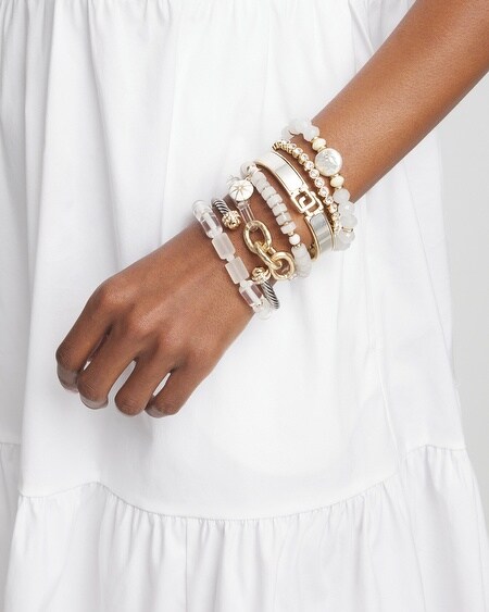 Shop Chico's Jade Barrel Stretch Bracelet |  In White