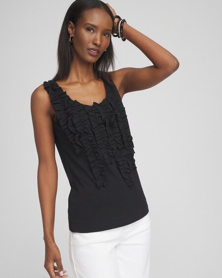 Shop Chico's 3d Ruffle Front Tank Top In White Size 16/18 |
