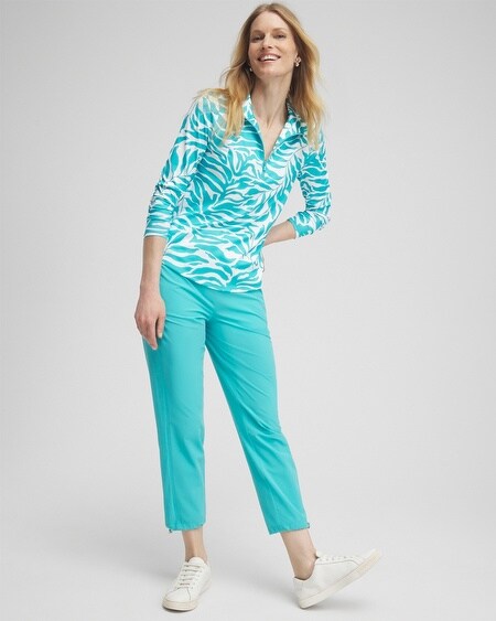 Shop Chico's Upf Sun Protection Long Sleeve Half Zip Top In Oceano Size 8/10 |  Zenergy Activewear