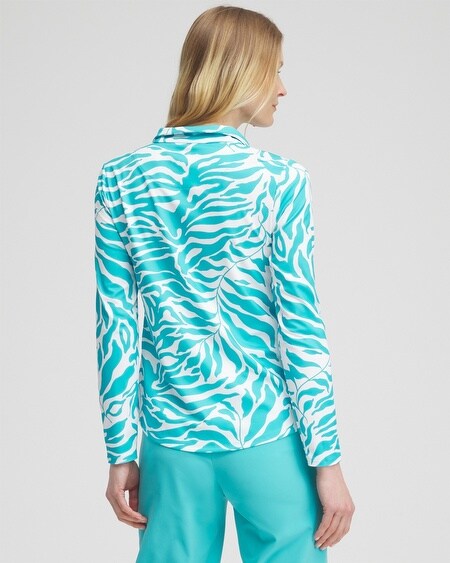 Shop Chico's Upf Sun Protection Long Sleeve Half Zip Top In Oceano Size 8/10 |  Zenergy Activewear